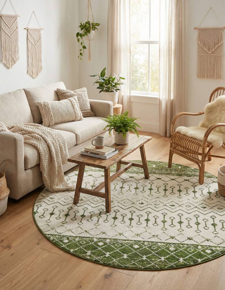 Detail image of  7' 10 x 7' 10 Moroccan Trellis Round Rug