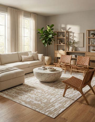 White Bone Hermitage Square Rug