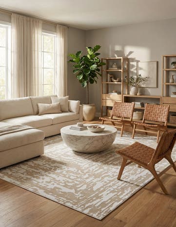 White Bone Hermitage Square Rug