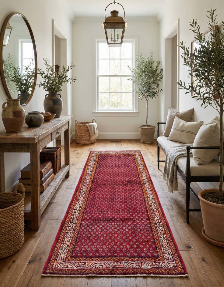 Detail image of 3' 10 x 9' 6  Hand Knotted Botemir Persian Wool Runner Rug