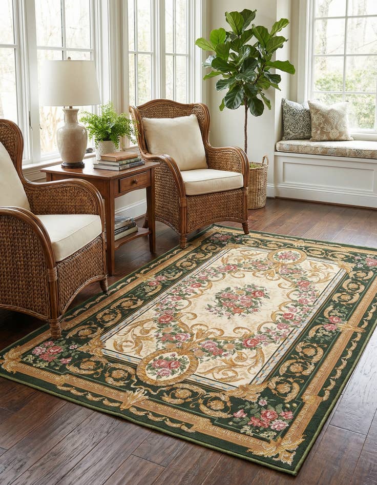 Detail image of  4' x 6'  Washable Traditional Indoor / Outdoor Rug