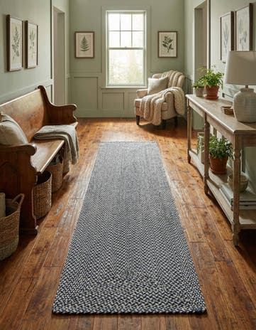 2' 7 x 10' Handmade Tweed Braided Jute Runner Rug