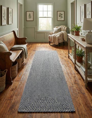 2' 7 x 10' Handmade Tweed Braided Jute Runner Rug