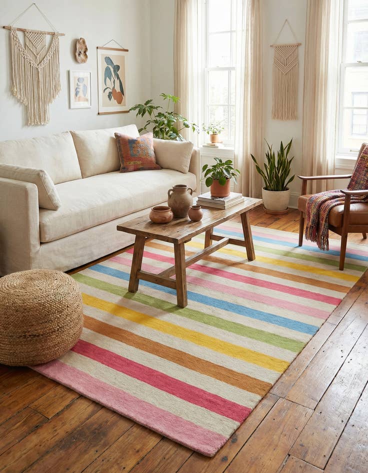 Detail image of 5' 2 x 8'  Hand Knotted Gabbeh Wool Rug