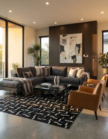 5' 2 x 8' 2 Cowhide Leather Rug