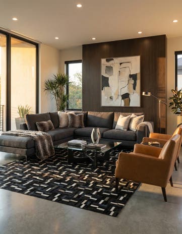 5' 2 x 8' 2 Cowhide Leather Rug
