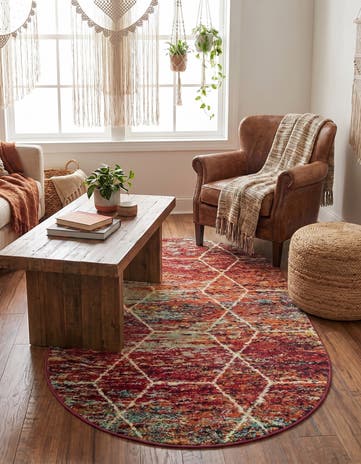 3' x 5' 3 Lattice Frieze Oval Rug