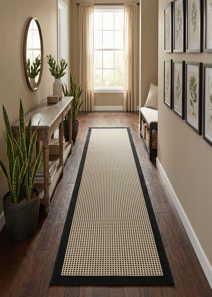 2' 7 x 12' Easy-Clean Border Indoor / Outdoor Runner Rug