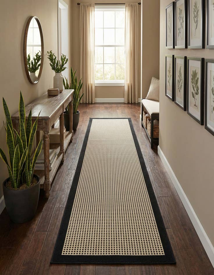 Detail image of 2' 7 x 12'  Washable Border Indoor / Outdoor Runner Rug