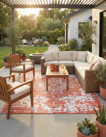Red Easy-Clean Vista Breeze Indoor / Outdoor Rug