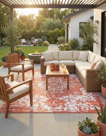 Red Easy-Clean Vista Breeze Indoor / Outdoor Rug