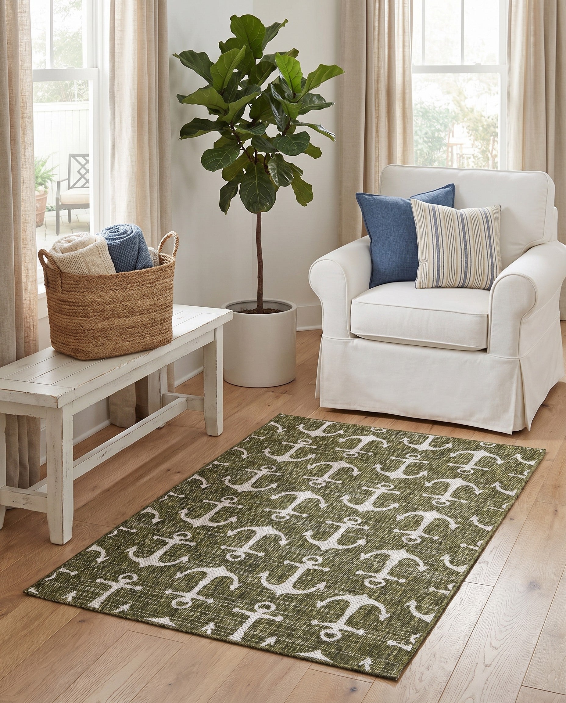 3' x 5' 3 Easy-Clean Coastal Indoor / Outdoor Rug