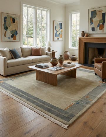 6' 8 x 6' 11 Hand Knotted Nepal Wool Square Rug