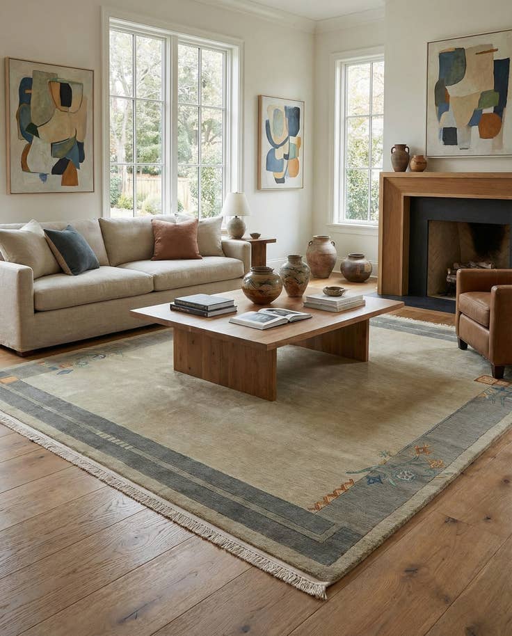 Detail image of 6' 8 x 6' 11 Hand Knotted Nepal Wool Square Rug