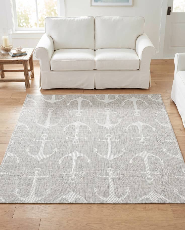 Detail image of 5' 3 x 5' 3 Easy-Clean Coastal Indoor / Outdoor Square Rug