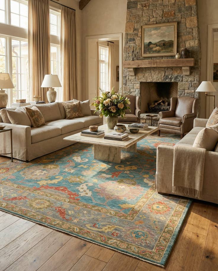 Detail image of 9' 1 x 12' 1 Hand Knotted Oushak Rug