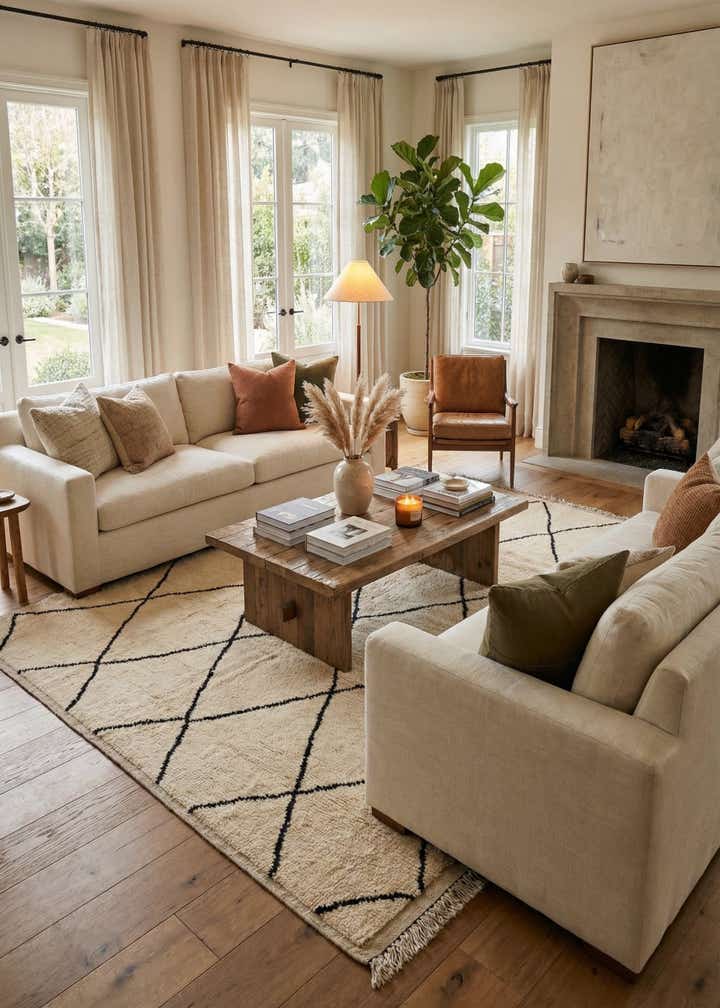 8' x 10' 4 Hand Knotted Moroccan Wool Rug