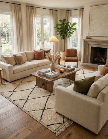 8' x 10' 4 Hand Knotted Moroccan Wool Rug