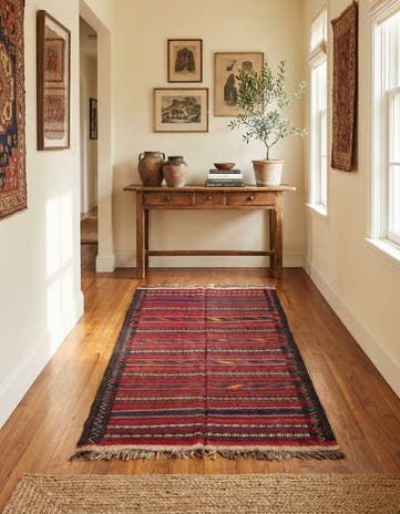 4' 7 x 10' 3 Hand Woven Kilim Fars Wool Runner Rug