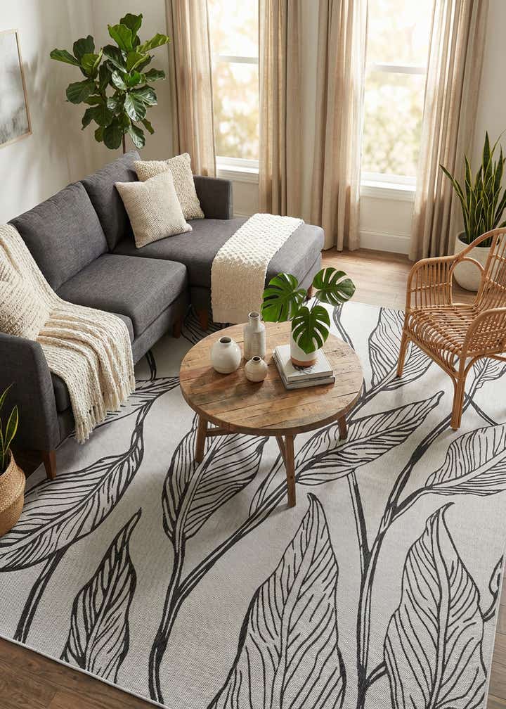 7' 10 x 11' Easy-Clean Botanical Indoor / Outdoor Rug