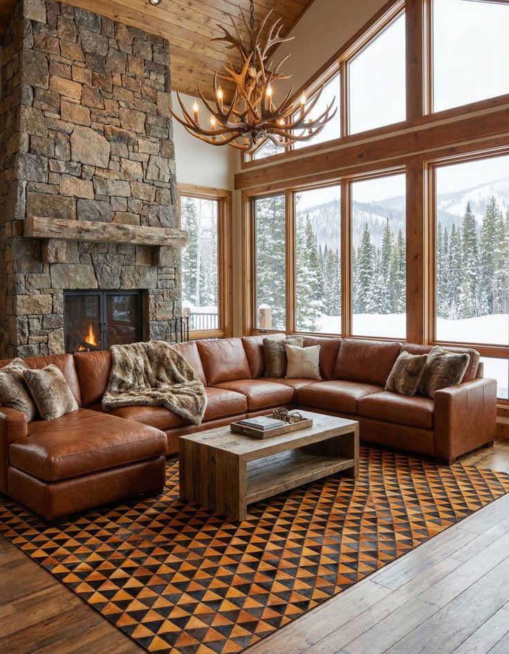 Detail image of 7' 11 x 10' 1 Cowhide Stocks Rug