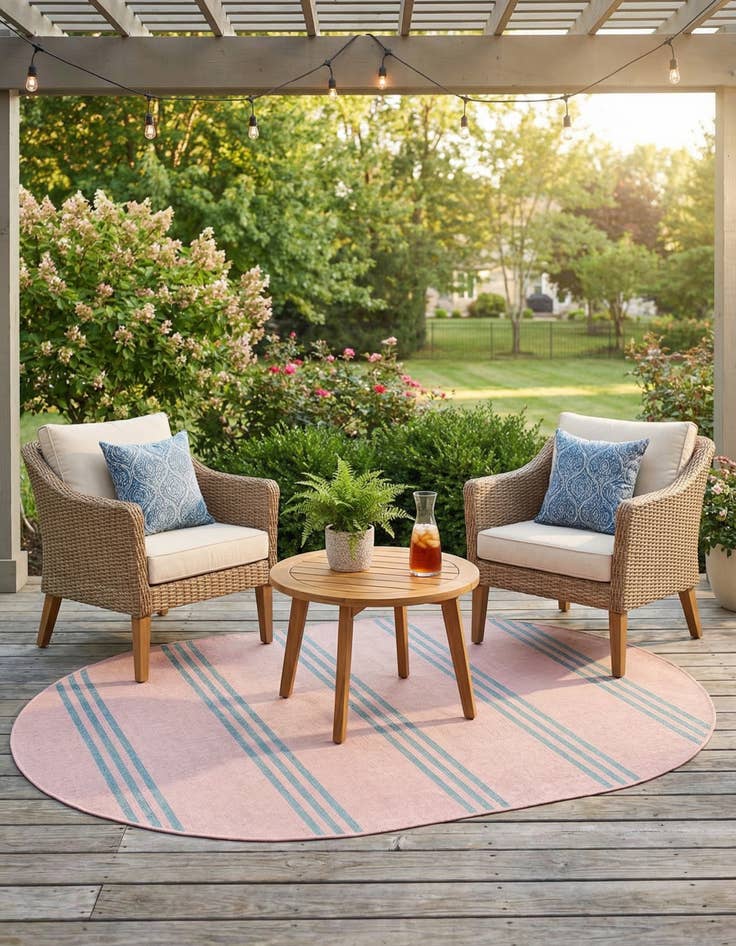 Detail image of 5' 3 x 8'  Washable Jill Zarin Anguilla Indoor / Outdoor Oval Rug