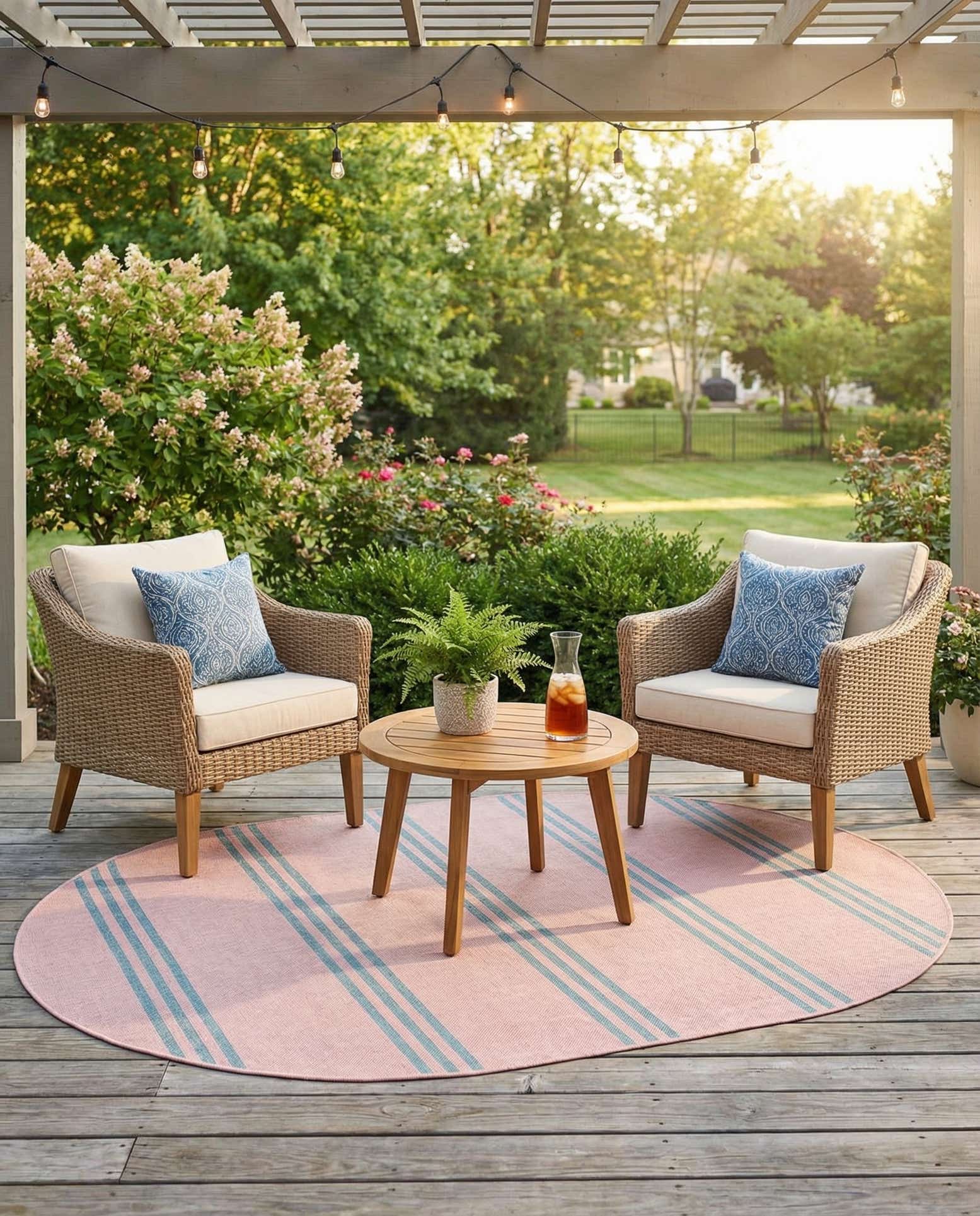 5' 3 x 8' Easy-Clean Jill Zarin Anguilla Indoor / Outdoor Oval Rug