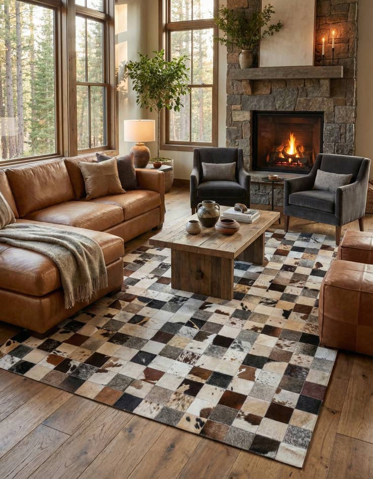 Detail image of  5' 4 x 7' 8 Cowhide Rug