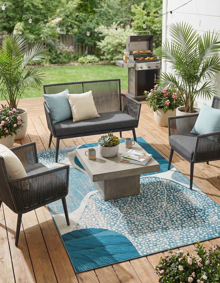 Detail image of 6' 1 x 9'  Washable Modern Indoor / Outdoor Rug