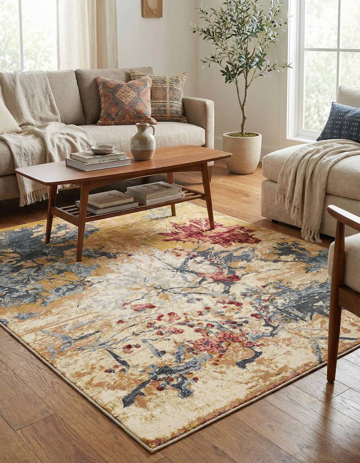 Detail image of 5' 3 x 8'  Washable Modern Indoor / Outdoor Rug