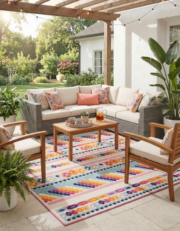 Pink Easy-Clean Aruba Indoor / Outdoor Square Rug