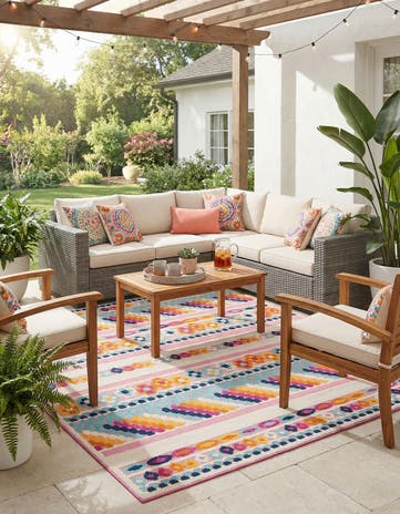 Pink Easy-Clean Aruba Indoor / Outdoor Square Rug