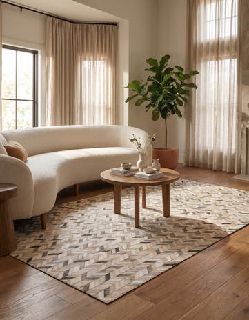 4' 8 x 6' 7 Cowhide Stocks Rug