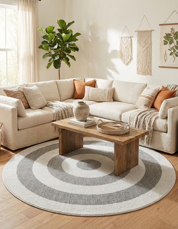 Gray Boho Round Rug