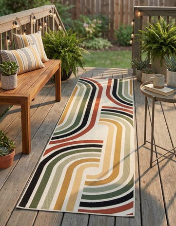 2' 7 x 10' Easy-Clean Modern Indoor / Outdoor Runner Rug