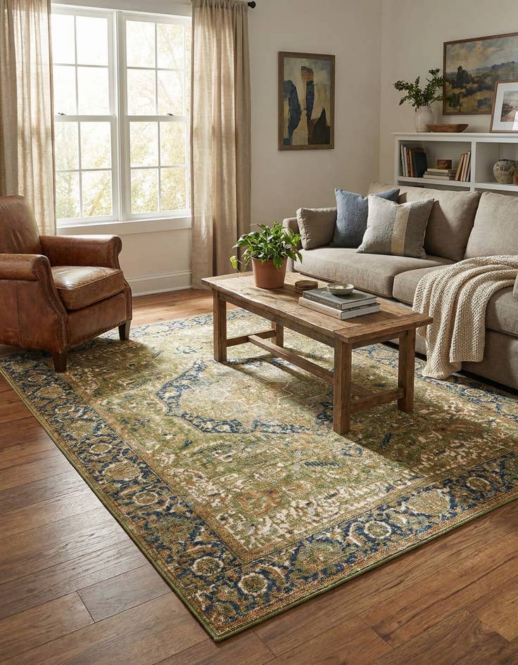Detail image of 4' x 6'  Washable Traditional Indoor / Outdoor Rug