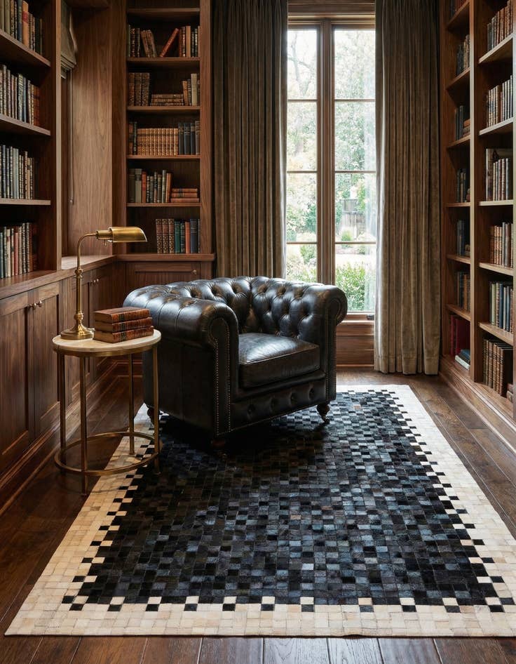 Detail image of 4' 11 x 7' 10 Cowhide Stocks Rug