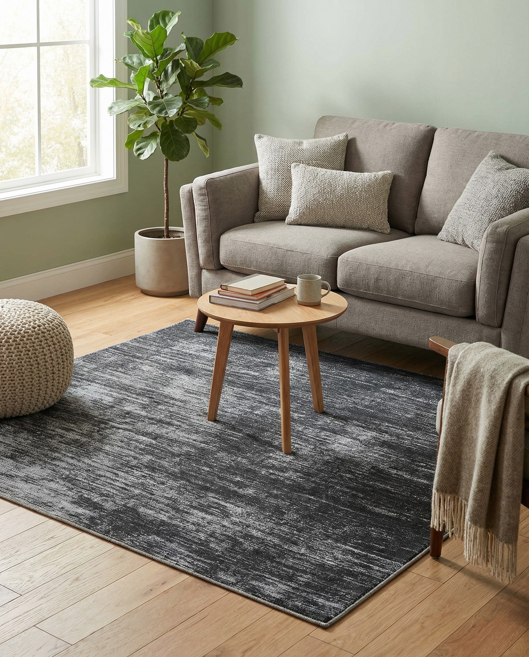 Black Asha Square Rug