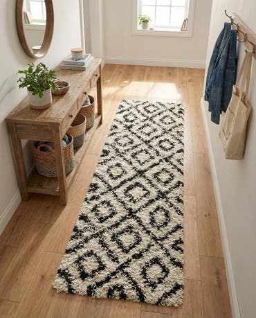  2' x 8' Lattice Shag Runner Rug