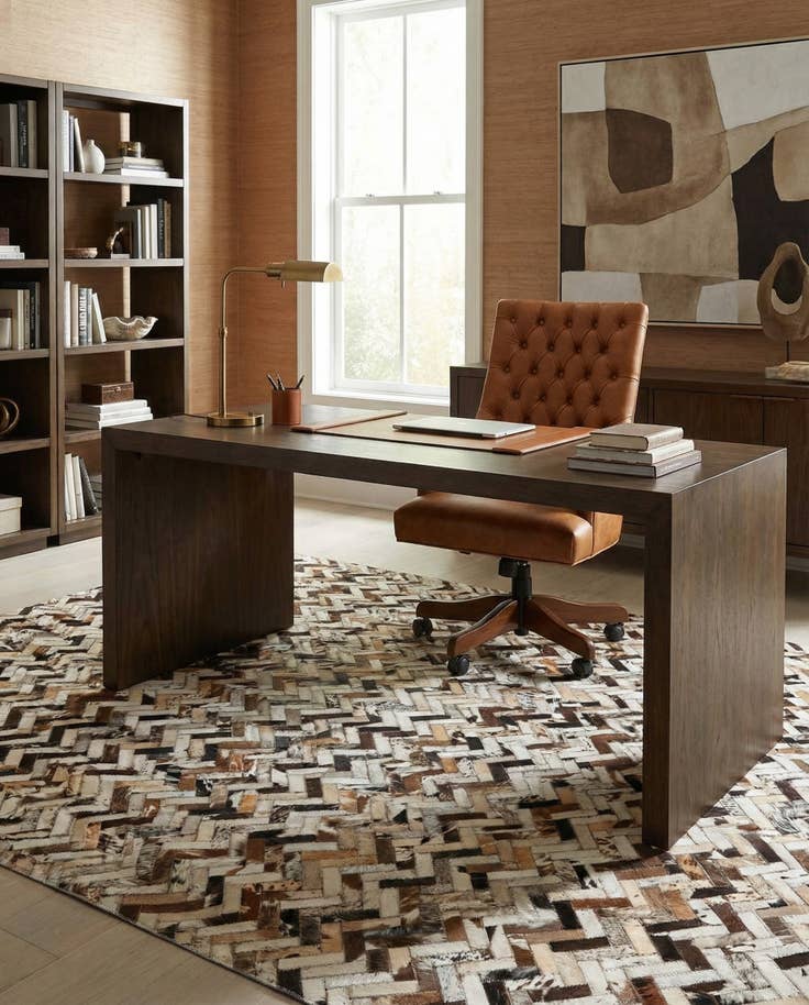 Detail image of 5' 1 x 8' Cowhide Leather Rug