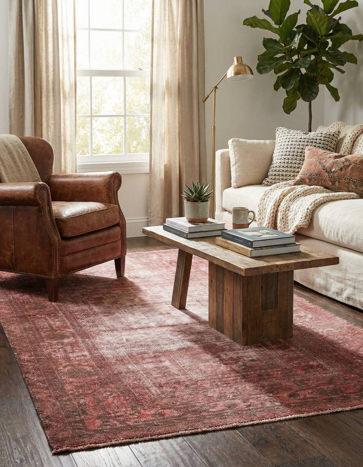 Detail image of 3' 7 x 7'  Hand Knotted Ultra Vintage Persian Wool Rug