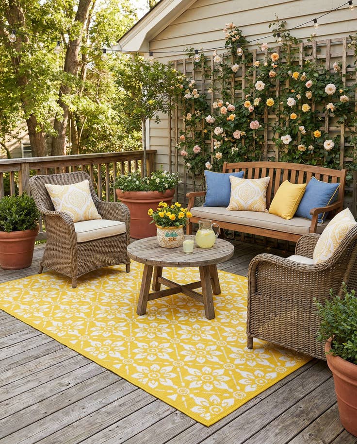 Detail image of 5' x 8' Easy-Clean Trellis Indoor / Outdoor Rug