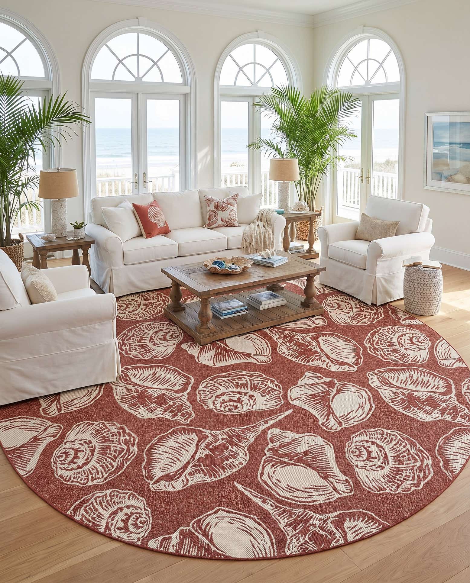 13' x 13' Easy-Clean Coastal Indoor / Outdoor Round Rug