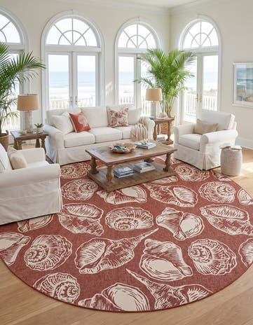 13' x 13' Easy-Clean Coastal Indoor / Outdoor Round Rug