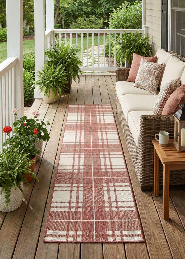 2' x 8' Easy-Clean Checkered Indoor / Outdoor Runner Rug