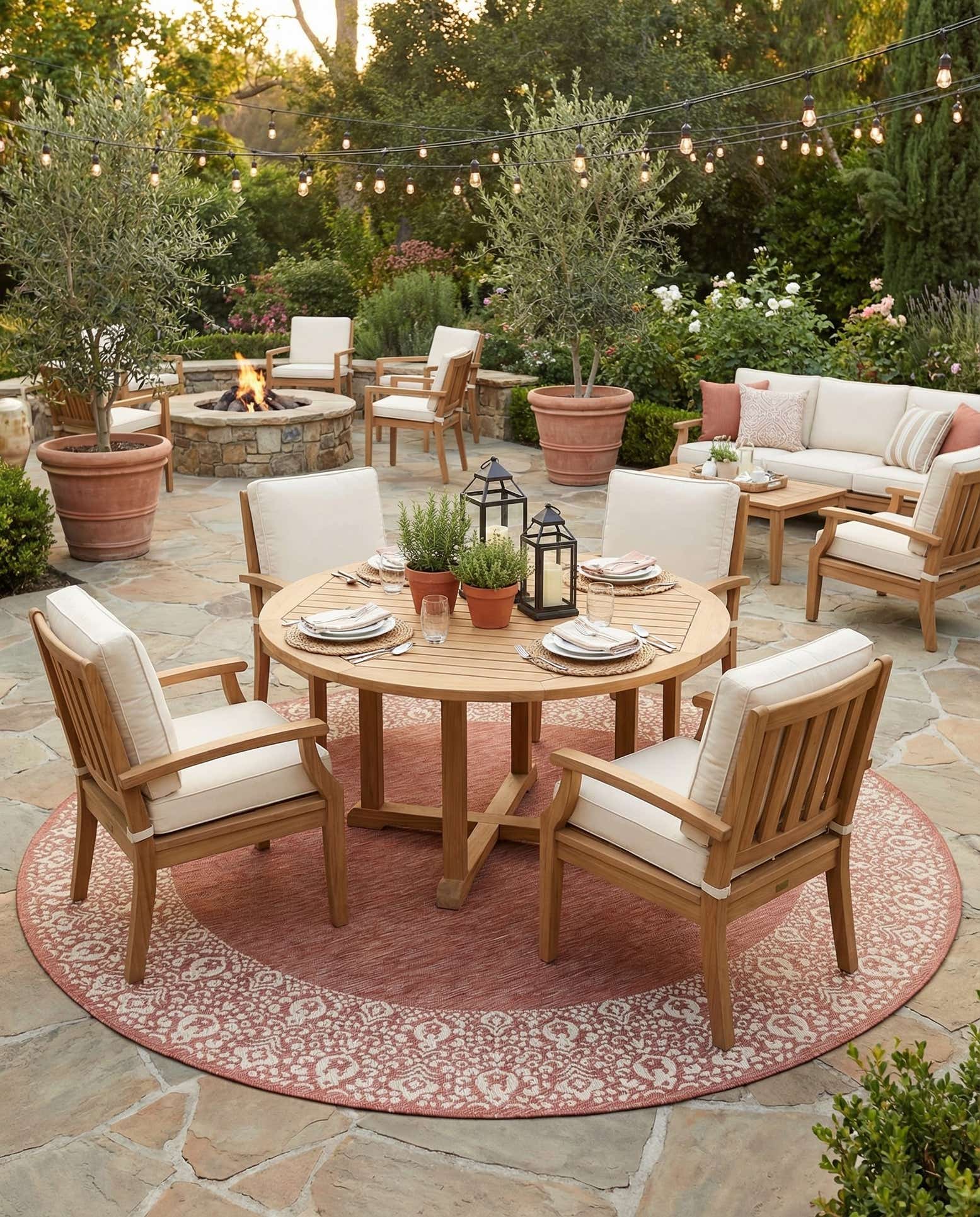 10' 8 x 10' 8 Easy-Clean Border Indoor / Outdoor Round Rug
