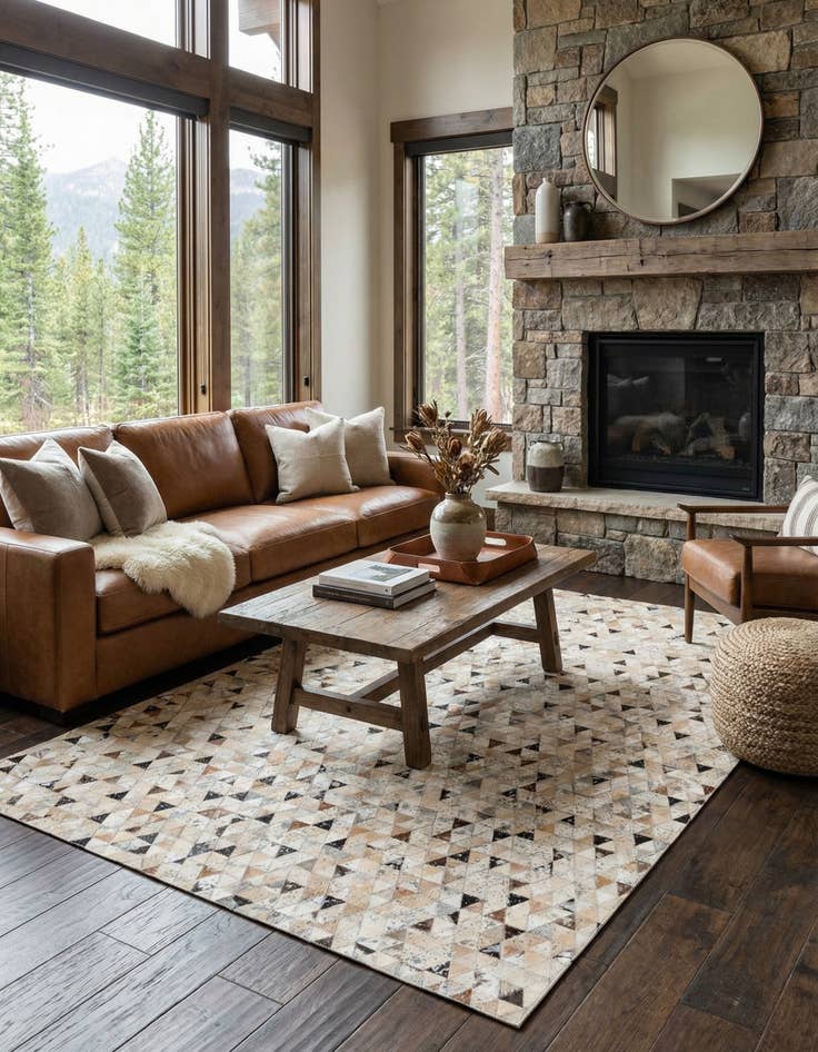 Detail image of 5' 2 x 7' 7 Cowhide Stocks Rug