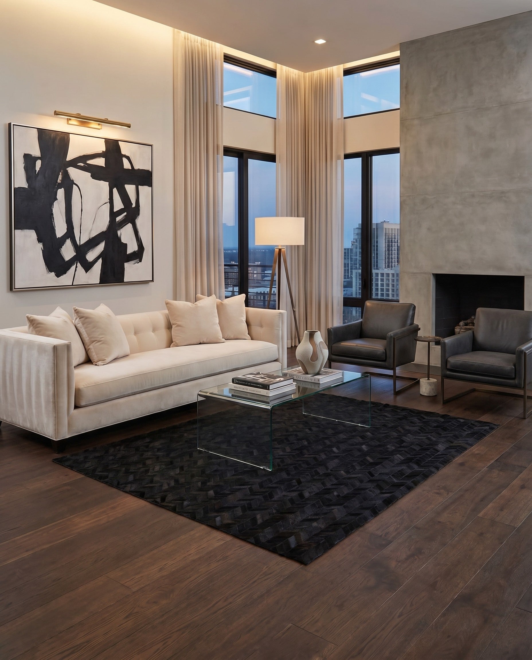 5' 2 x 8' Cowhide Leather Rug