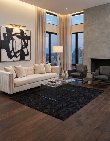 5' 2 x 8' Cowhide Leather Rug