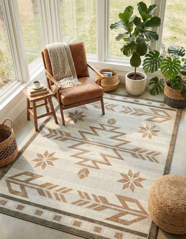 Detail image of 9' x 12'  Washable Modern Indoor / Outdoor Rug